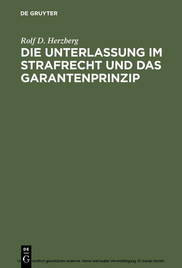 Die Unterlassung im Strafrecht und das Garantenprinzip main product photo