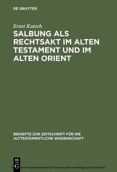 Salbung als Rechtsakt im Alten Testament und im Alten Orient main product photo