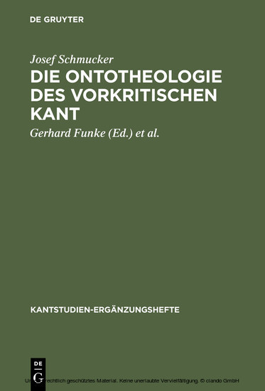 Die Ontotheologie des vorkritischen Kant main product photo