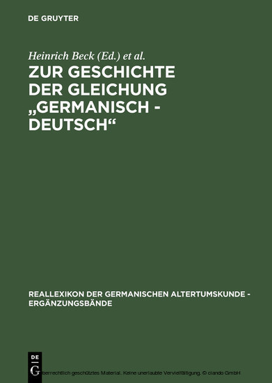Zur Geschichte der Gleichung 'germanisch - deutsch' main product photo