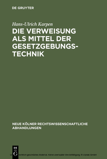 Die Verweisung als Mittel der Gesetzgebungstechnik main product photo