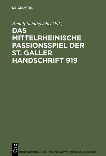 Das mittelrheinische Passionsspiel der St. Galler Handschrift 919 main product photo