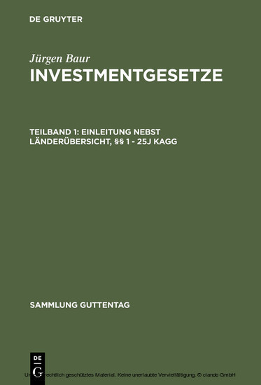 Einleitung nebst Länderübersicht, 1 - 25j KAGG main product photo