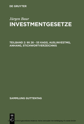 §§  26 - 55 KAGG, AuslInvestmG, Anhang, Stichwortverzeichnis