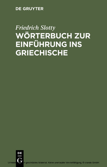 Wörterbuch zur Einführung ins Griechische main product photo