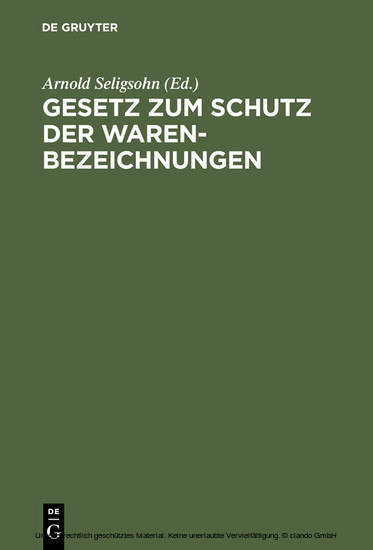 Gesetz zum Schutz der Warenbezeichnungen main product photo