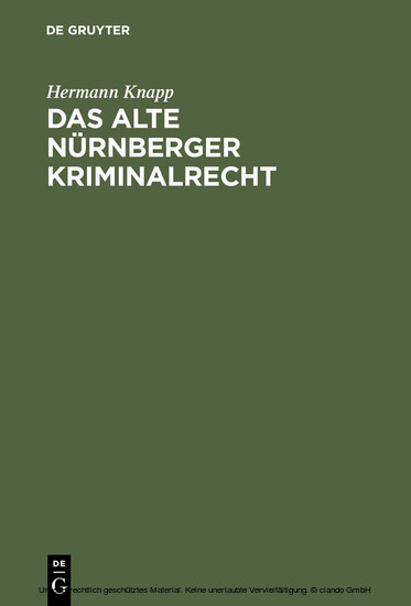 Das alte Nürnberger Kriminalrecht main product photo