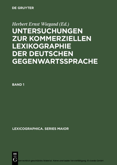 Untersuchungen zur kommerziellen Lexikographie der deutschen Gegenwartssprache. Band 1. Bd.1 main product photo
