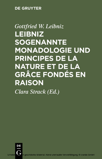 Leibniz sogenannte Monadologie und Principes de la nature et de la grâce fondés en raison main product photo