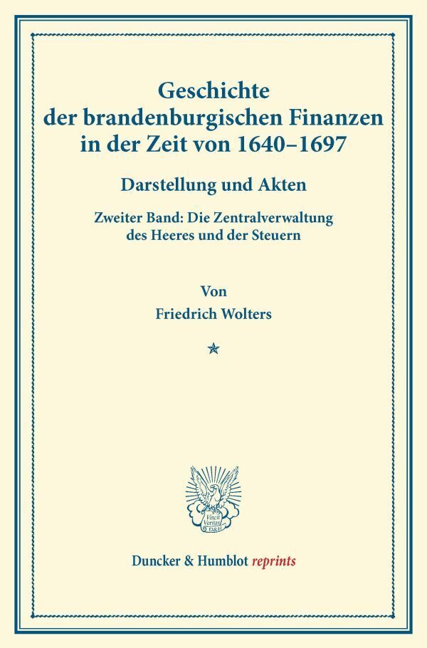 Geschichte der brandenburgischen Finanzen in der Zeit von 1640-1697. main product photo