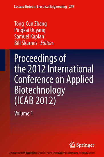 Proceedings of the 2012 International Conference on Applied Biotechnology (ICAB 2012) main product photo