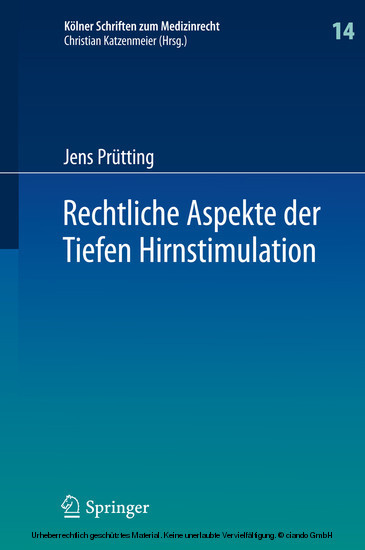 Rechtliche Aspekte der Tiefen Hirnstimulation main product photo