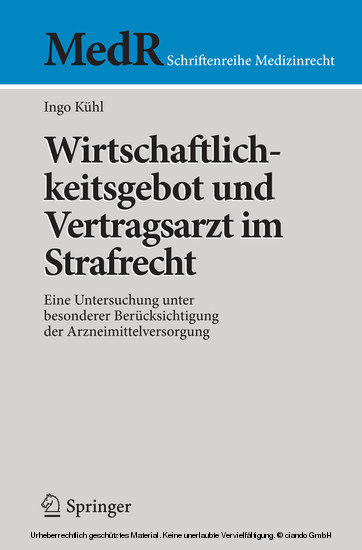 Wirtschaftlichkeitsgebot und Vertragsarzt im Strafrecht main product photo