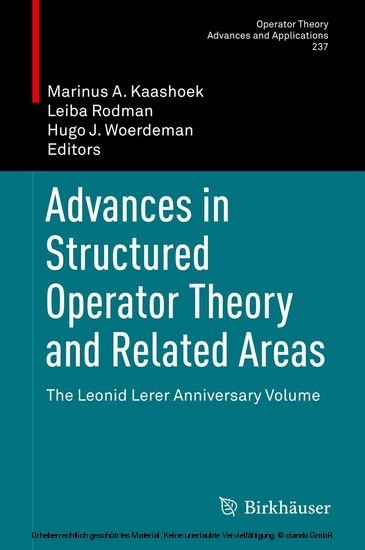 Advances in Structured Operator Theory and Related Areas main product photo