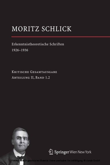 Moritz Schlick. Erkenntnistheoretische Schriften 1926-1936 main product photo