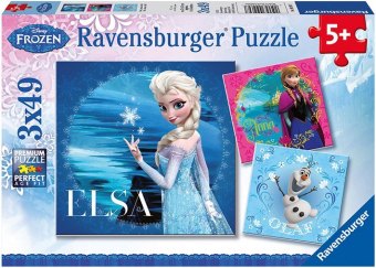 Ravensburger Kinderpuzzle - 09269 Elsa, Anna & Olaf - Puzzle für Kinder ab 5 Jahren, Disney Frozen Puzzle mit 3x49 Teilen