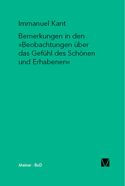 Bemerkungen in den »Beobachtungen über das Gefühl des Schönen und Erhabenen« main product photo