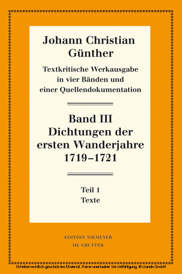 Dichtungen der ersten Wanderjahre 1719-1721 main product photo