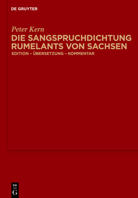Die Sangspruchdichtung Rumelants von Sachsen main product photo