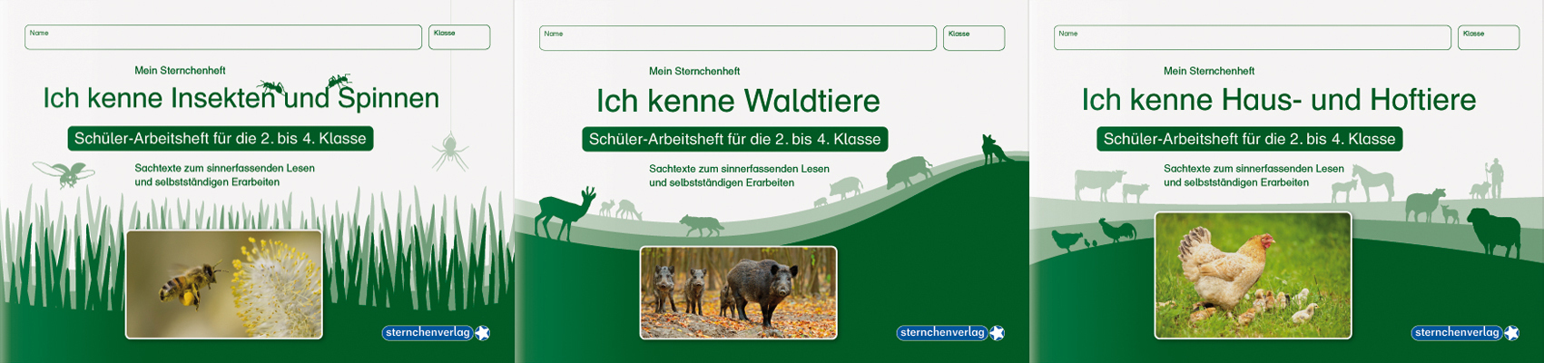 Ich kenne Waldtiere / Haus- und Hoftiere / Insekten und Spinnen - 3 Arbeitshefte im Set für die 2. bis 4. Klasse, 3 Teile main product photo