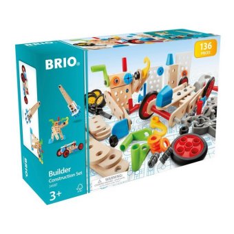 BRIO Builder 34587 Box 136 tlg. - Das kreative Konstruktionsspielzeug aus Schweden - Der ideale Einstieg in die Welt des Bauens und Bastelns - Für Kinder ab 3 Jahren