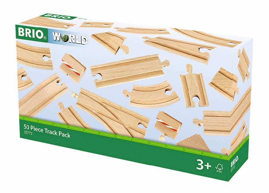 BRIO World 33772 Großes Schienensortiment 50 Teile - Schienen Set für die BRIO Eisenbahn - Kleinkindspielzeug empfohlen für Kinder ab 3 Jahren main product photo