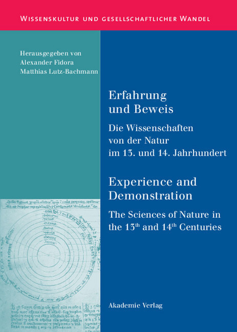 Erfahrung und Beweis. Die Wissenschaften von der Natur im 13. und 14. Jahrhundert main product photo