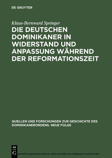 Die deutschen Dominikaner in Widerstand und Anpassung während der Reformationszeit main product photo