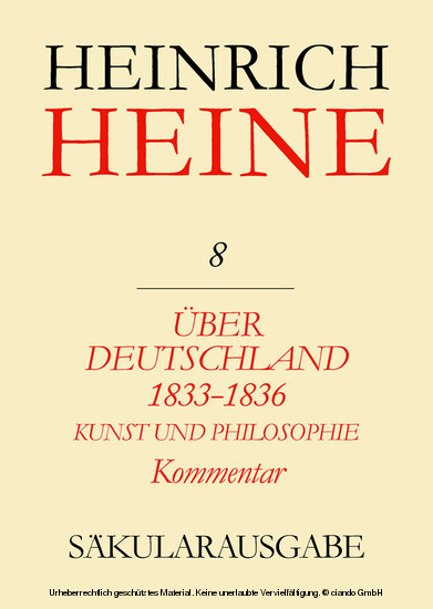 Über Deutschland 1833-1836. Aufsätze über Kunst und Philosophie. Kommentar main product photo