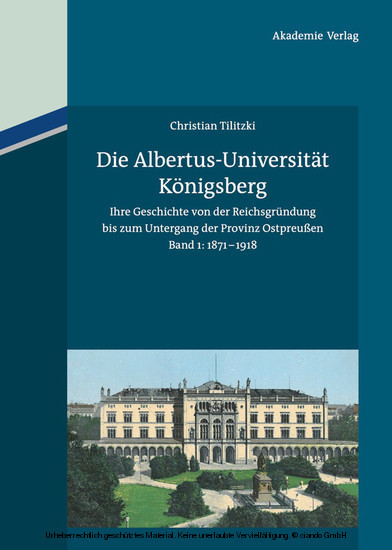 Die Albertus-Universität Königsberg. Bd.1 main product photo