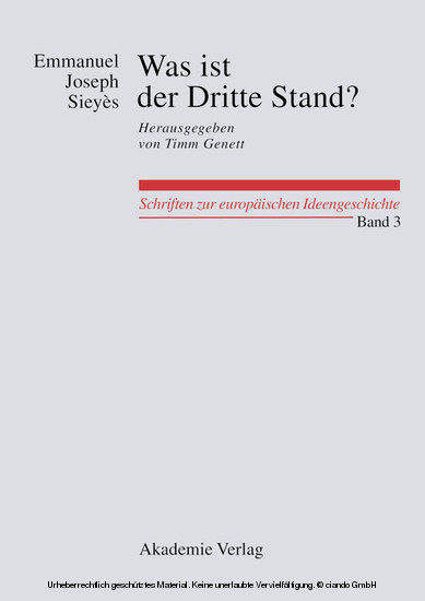 Was ist der Dritte Stand? Ausgewählte Schriften main product photo