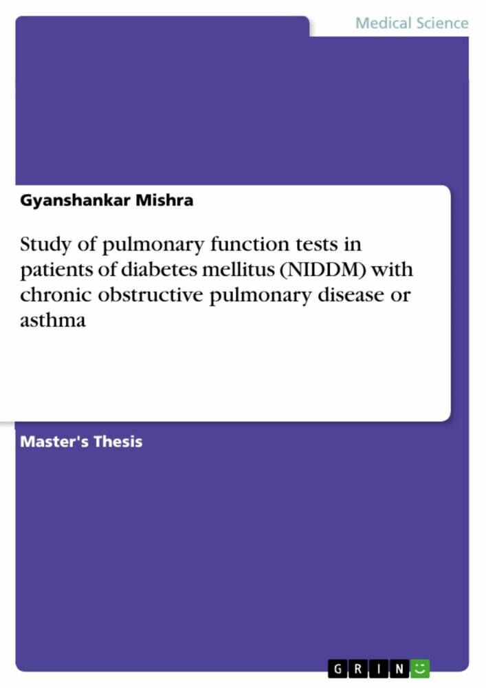 Study of pulmonary function tests in patients of diabetes mellitus (NIDDM) with chronic obstructive pulmonary disease or asthma main product photo