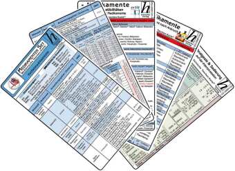 Medikamenten Karten-Set - Notfallmedikamente, Analgesie & Sedierung, Inkompatibilitäten intravenöser Medikamente, Medikamente - Haltbarkeit nach Anbruch