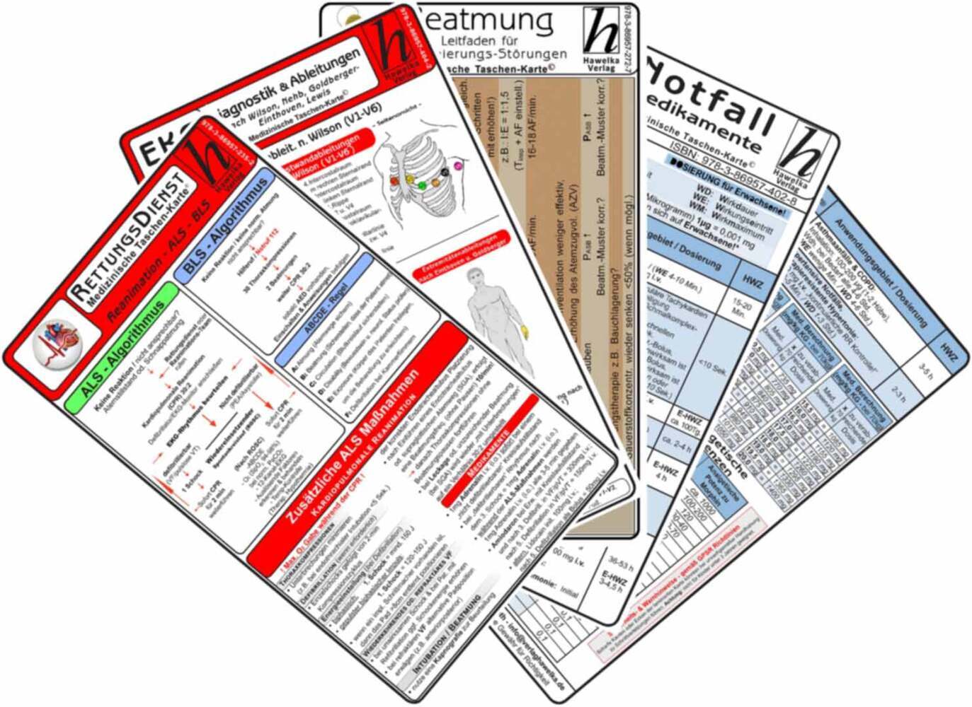 Rettungsdienst Karten-Set - EKG Diagnostik & Ableitungen, Notfallmedikamente, Reanimation - Rettungsdienst, Beatmung - Leitfaden für Oxygenierungs-Störungen main product photo