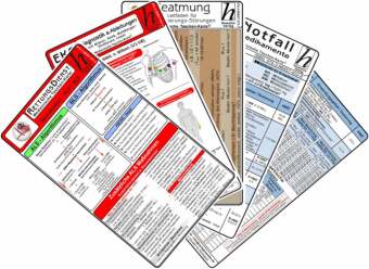 Rettungsdienst Karten-Set - EKG Diagnostik & Ableitungen, Notfallmedikamente, Reanimation - Rettungsdienst, Beatmung - Leitfaden für Oxygenierungs-Störungen