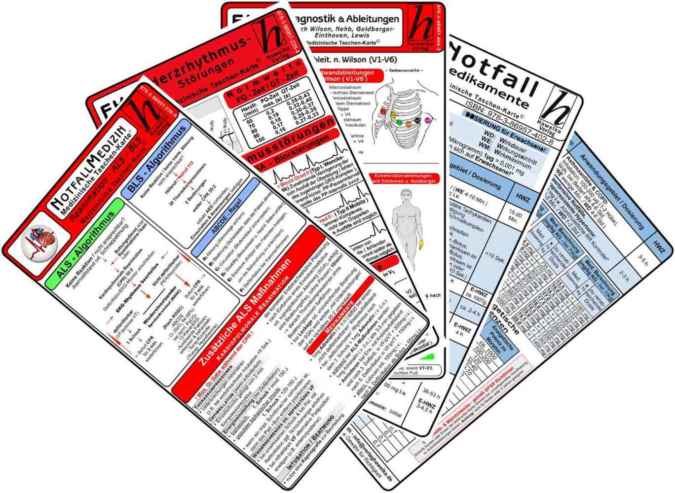 Notfallmedizin Karten-Set - Herzrhythmusstörungen, Notfallmedikamente, Reanimation, EKG Diagnostik & Ableitungen main product photo