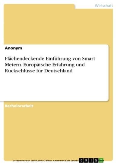 Flächendeckende Einführung von Smart Metern. Europäische Erfahrung und Rückschlüsse für Deutschland main product photo