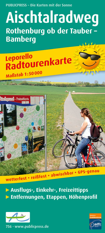 PublicPress Leporello Radtourenkarte Aischtalradweg, Rothenburg ob der Tauber - Bamberg main product photo
