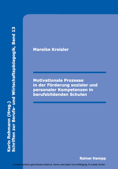 Motivationale Prozesse in der Förderung sozialer und personaler Kompetenzen in berufsbildenden Schulen main product photo