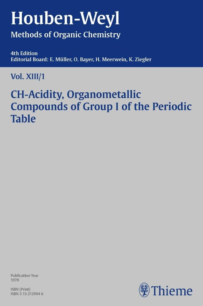 Houben-Weyl Methods of Organic Chemistry Vol. XIII/1, 4th Edition main product photo