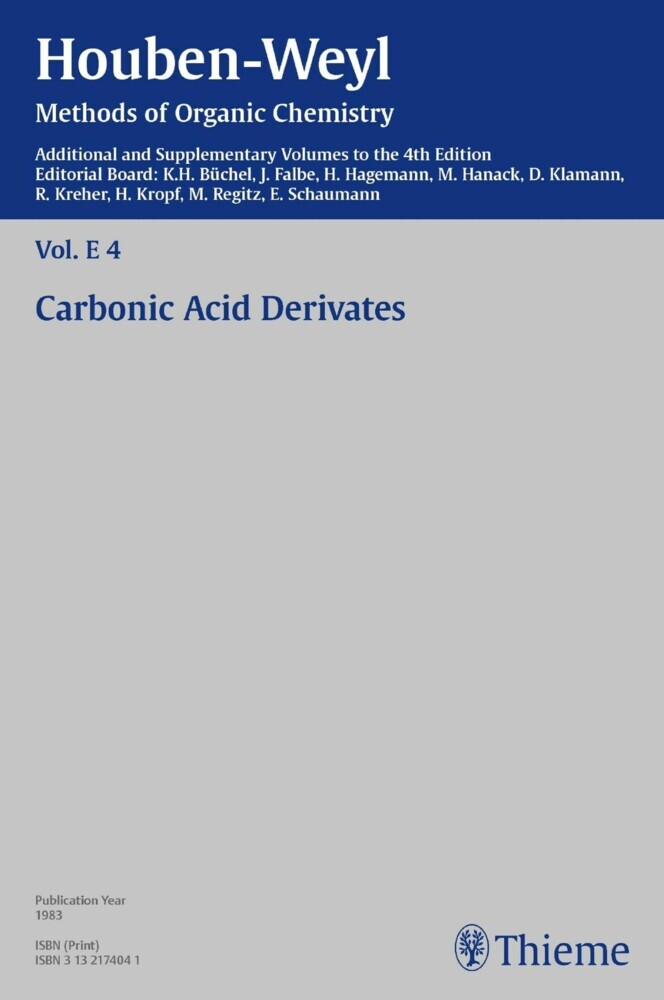 Houben-Weyl Methods of Organic Chemistry Vol. E 4, 4th Edition Supplement main product photo