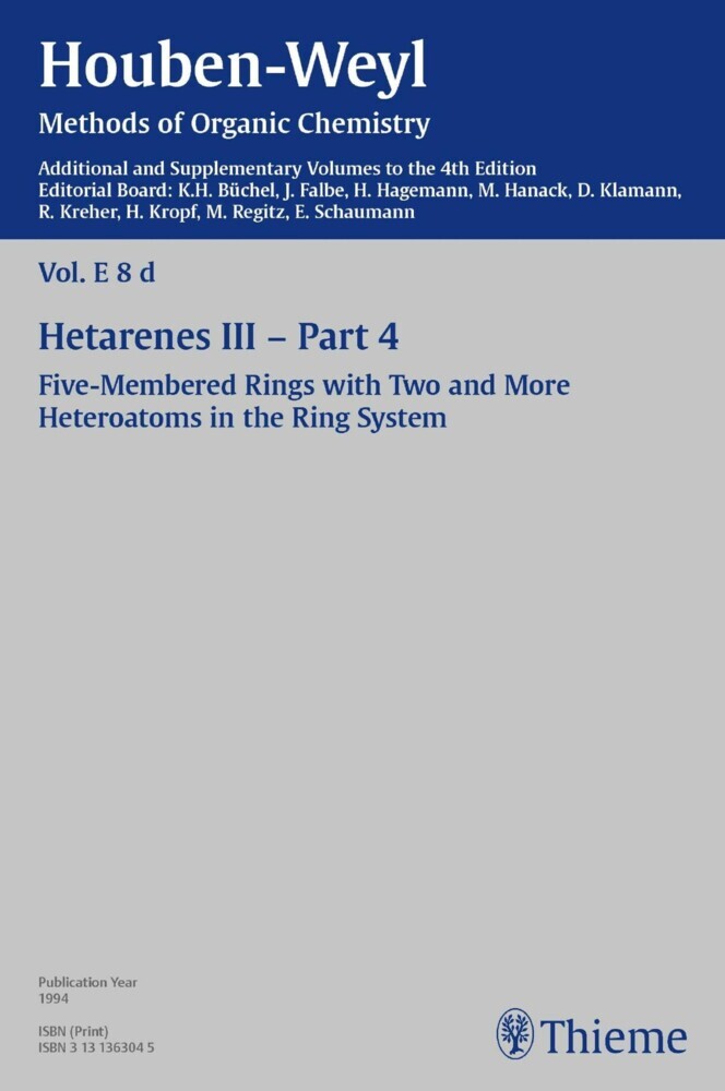 Houben-Weyl Methods of Organic Chemistry Vol. E 8d, 4th Edition Supplement main product photo