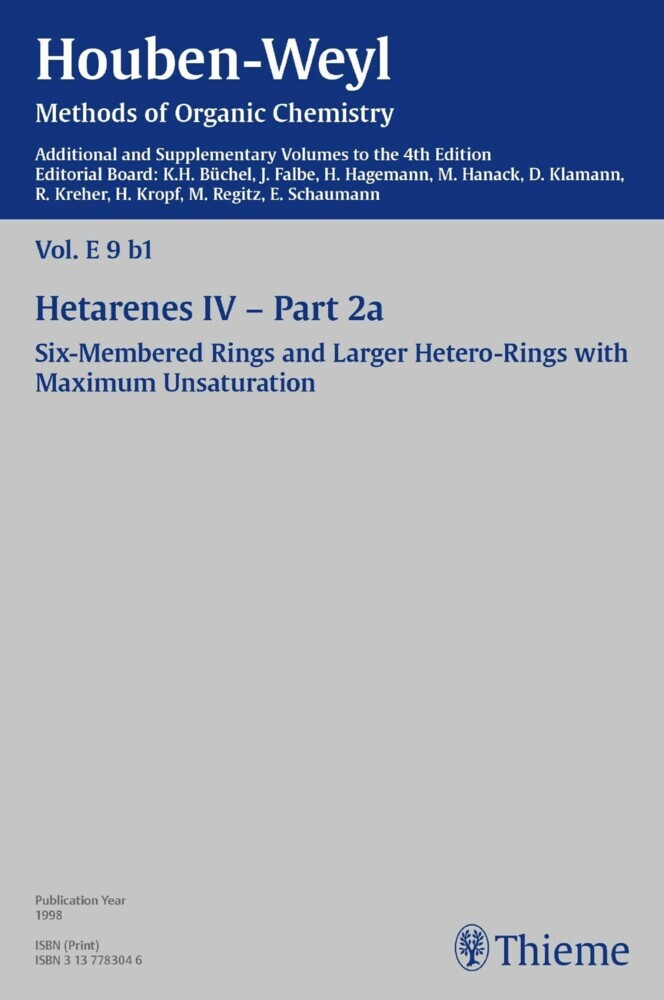 Houben-Weyl Methods of Organic Chemistry Vol. E 9b/1, 4th Edition Supplement main product photo