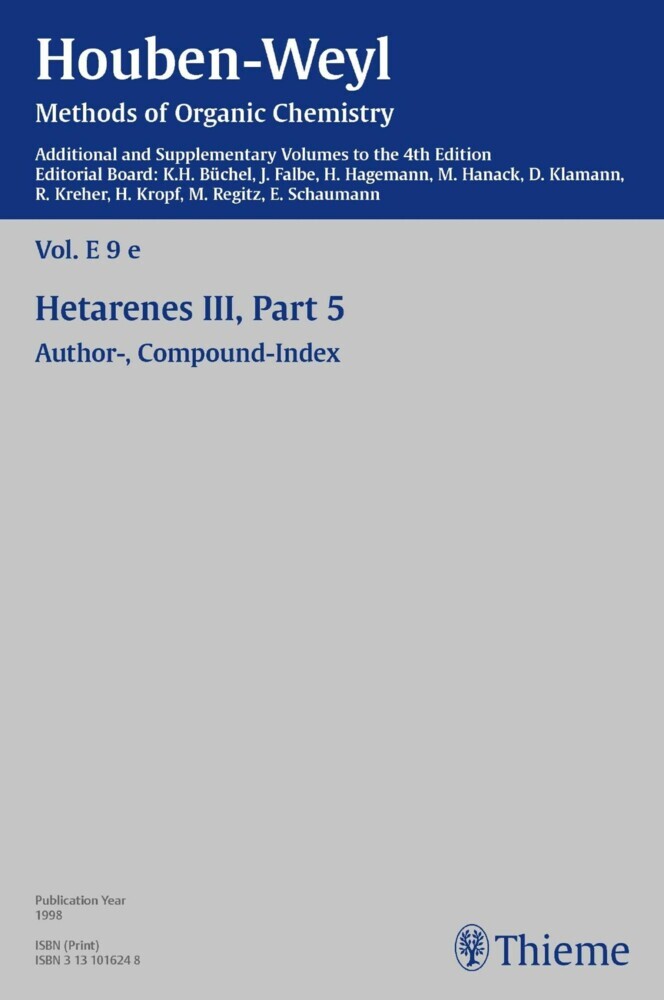 Houben-Weyl Methods of Organic Chemistry Vol. E 9e, 4th Edition Supplement main product photo