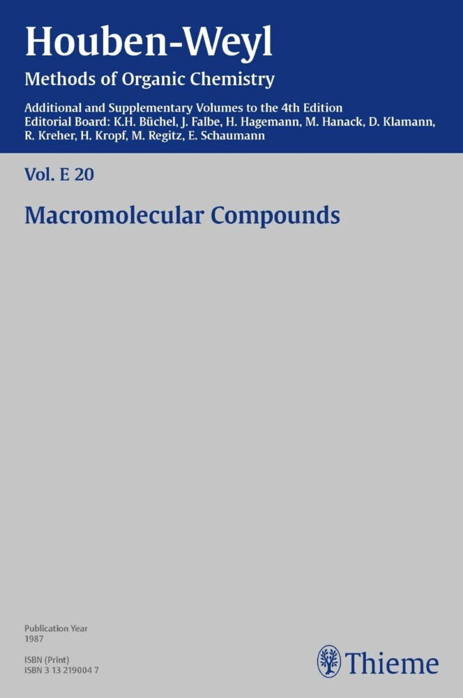 Houben-Weyl Methods of Organic Chemistry Vol. E 20, 4th Edition Supplement main product photo