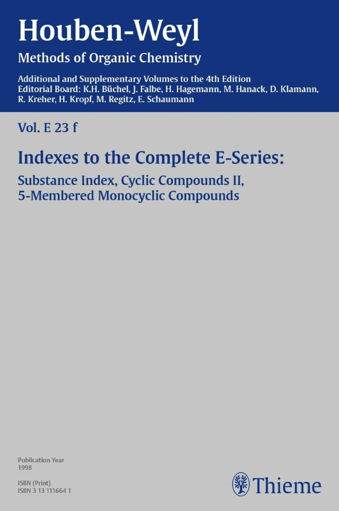 Houben-Weyl Methods of Organic Chemistry Vol. E 23f, 4th Edition Supplement main product photo