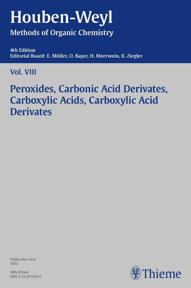 Houben-Weyl Methods of Organic Chemistry Vol. VIII, 4th Edition main product photo