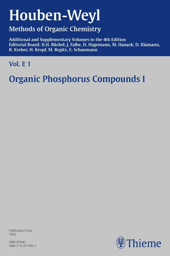 Houben-Weyl Methods of Organic Chemistry Vol. E 1, 4th Edition Supplement main product photo