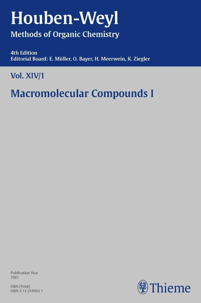 Houben-Weyl Methods of Organic Chemistry Vol. XIV/1, 4th Edition main product photo