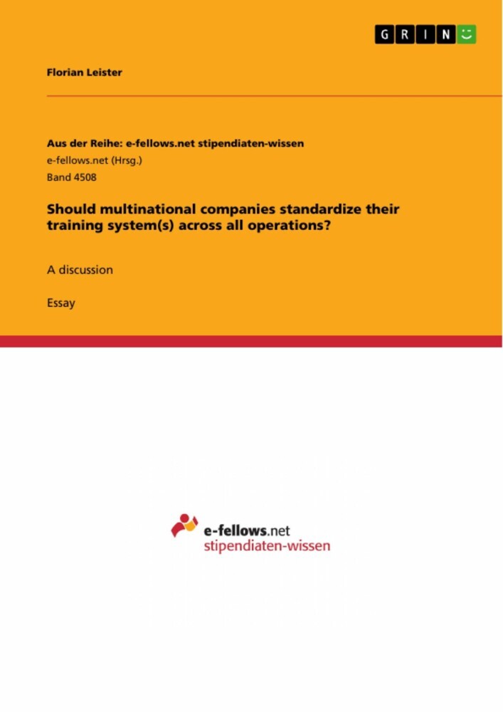 Should multinational companies standardize their training system(s) across all operations? main product photo
